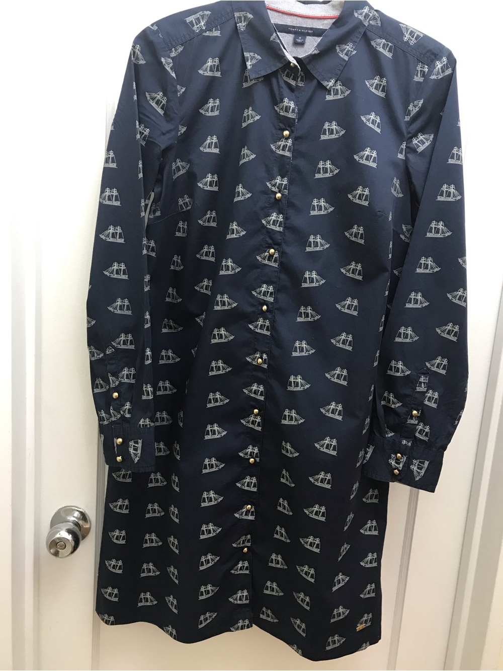 Tommy Hilfiger Navy Printed Longline Shirt dress